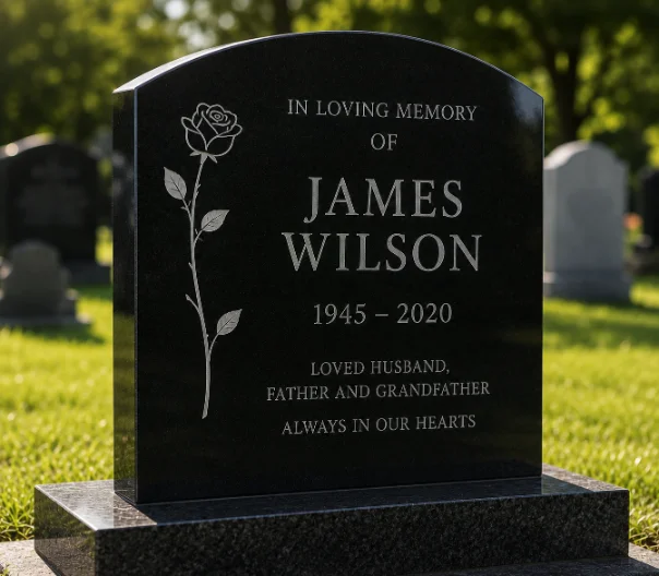 Engraved memorial headstone