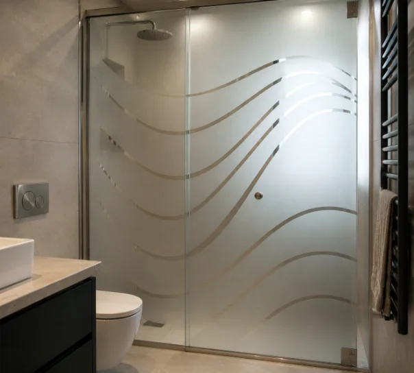 Decorative frosted glass door in a home